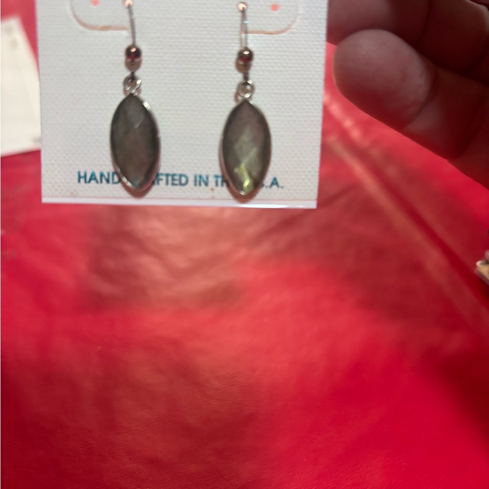 Labradorite Olive/Gray Dangle Earrings